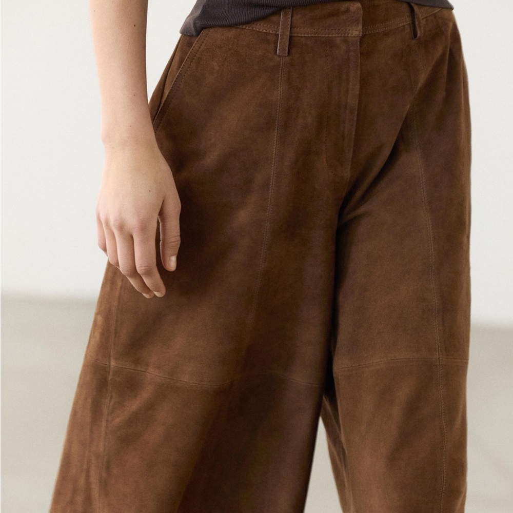 Massimo Dutti Brown Suede Trousers